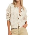 thumbnail image 2 of Womens Long Sleeve Button Up Knit Cardigan Crewneck Button Down Sweaters for Women Color XL, 2 of 8