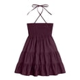 thumbnail image 6 of WERYOUNG Women’S Dresses Solid Color Halter Neck Backless Loose Maxi Dress Outdoor Activities Versatile Sundresses, 6 of 7