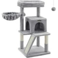 thumbnail image 1 of Cat Tree Small Cat Tower with Widened Perch for Large Cats Indoor Kittens cm MultiLevel Cat Condo Scratching Posts and Ramp Door Cat Cave Cat Basket Light UPCTW, 1 of 9