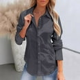 thumbnail image 2 of MEICHEN Women's Button Up Shirts Fall Long Sleeve Cotton Linen Button Down Shirt Stand Collar Blouse Casual Business Top Womens Tops, 2 of 7