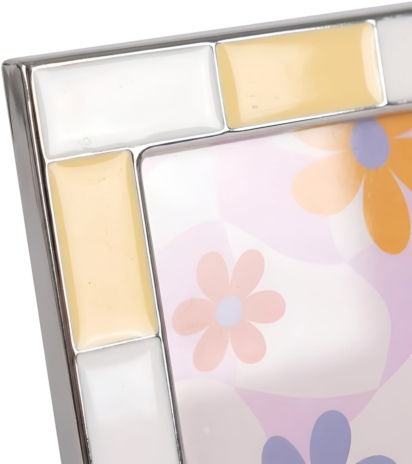 Concepts 4x6 Picture Frames Yellow & White Checkered Retro Enamel Photo Frames with HD Clear Glass, Durable Wall or Tabletop Display Vertical/Horizontal (pack of 4)