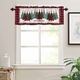 thumbnail image 7 of Red Christmas Kitchen Curtains and Valances Set, Buffalo Grid Xmas Tree Snowflake Plaid Texture Rod Pocket Window Valance Window Curtain Panels for Living Room Bedroom Laundry, 27.5x36in, 3 Pieces, 7 of 7