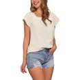 thumbnail image 4 of INSPIRAR CHIC Blusa de Mujer de Verano con Cuello Cuadrado y Mangas Cortas de Gingham S Albaricoque Blanco, 4 of 6