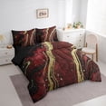 thumbnail image 3 of Homewish Watercolor Marble Women Bedding Comforter Set 7-Piece, Red Marbling Artwork King Bedding Sets, Modern Fashion Abstract Reversible Bed Sheets, Luxury Bedroom Decor, 3 of 7