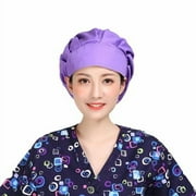 Heateydeat Solid Color Anti Smoke Dust Proof Chef Scrub Cap Bouffant Adjustable Elastic Hat,Scrub Cap-Lilac*