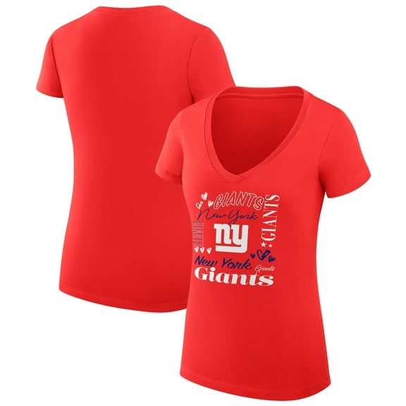 Women's G-III 4Her by Carl Banks  Red New York Giants Super-Slim Fit Lightweight Collage Team V-Neck T-Shirt