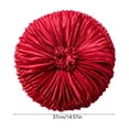 thumbnail image 3 of KITTEHIGM Ruched Velvet Round Throw Pillow with Rosette Center Pleated Circle Decorative Cushion in Multicolor Solid Velvet Accents for Sofa Bed Home Decor, 3 of 6