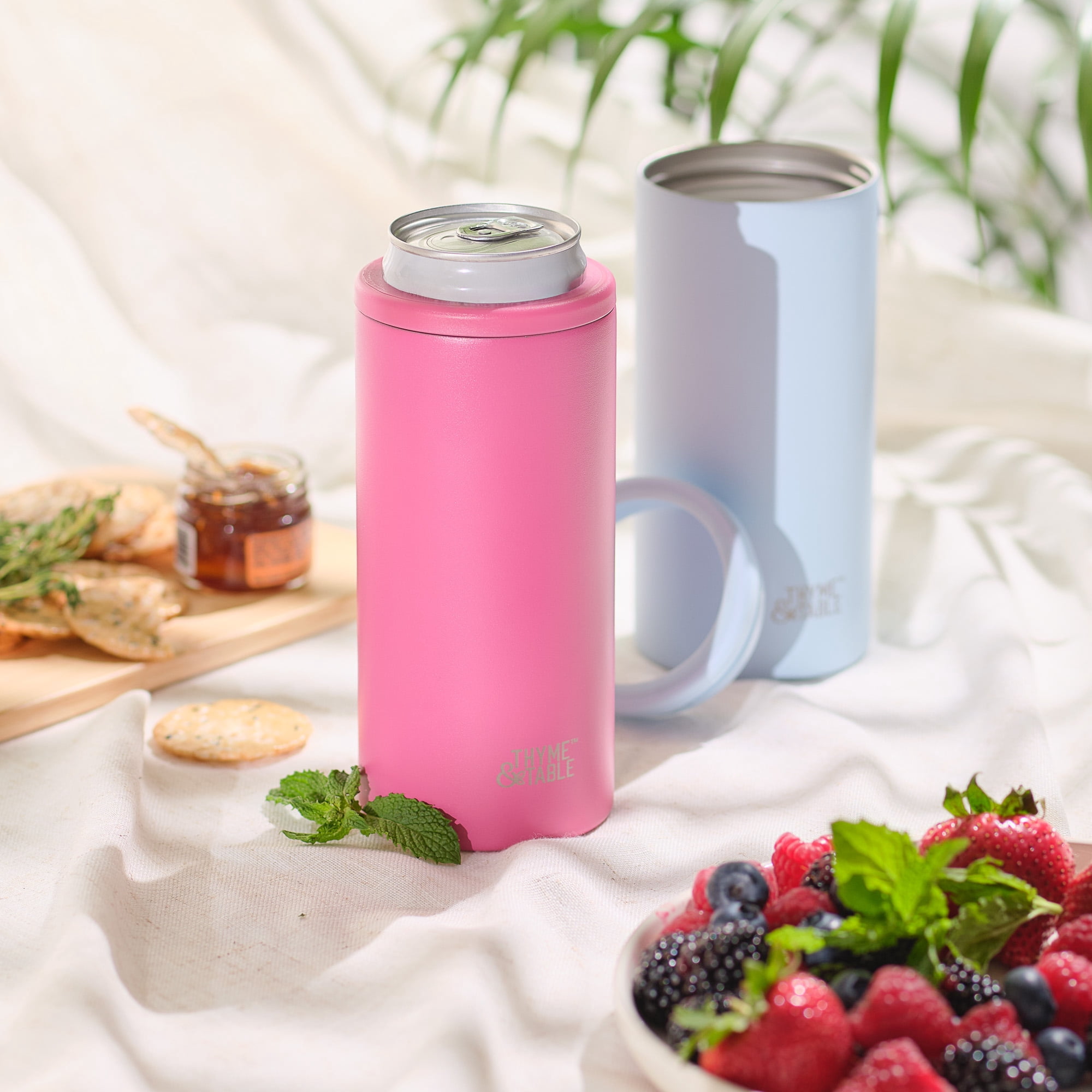 Thyme & Table 12oz Stainless Steel Slim Can Holder, Pink