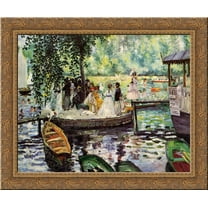La Grenouillere 24x20 Gold Ornate Wood Framed Canvas Art by Renoir, Pierre Auguste