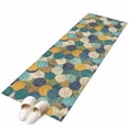 thumbnail image 2 of 2'x6' Rug Runners for Hallways Kitchen, Teal Yellow Circle Non Slip Entryway Beside Floor Carpet Runner, Geometric Abstract Art Washable Laundry Room Bedroom Throw Rugs Mat for Family Pet, 2 of 8
