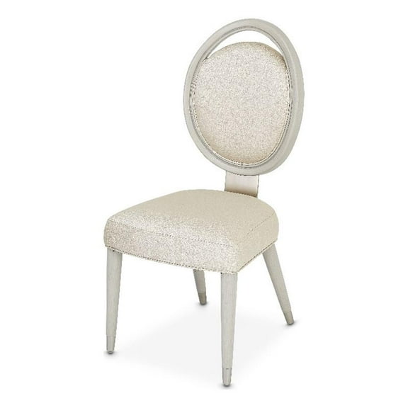 Michael Amini Eclipse Wood & Fabric Side Chair in Moonlight Gray (Set of 2)