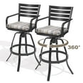 thumbnail image 6 of Pellebant Set of 2 Outdoor Cast Aluminum Swivel Bar Stool with Cushion in White, 6 of 9