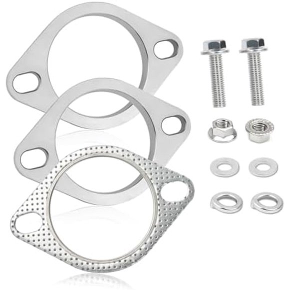 2-Bolt 2.5 Inch Exhaust Flange Repair Kit,Stainless Steel Exhaust System Kit with Exhaust Gasket & Exhaust Bolts,Exhaust Pipe Flange Gasket for Automotive Replacement Exhaust Flanges (2.5") 2.5"