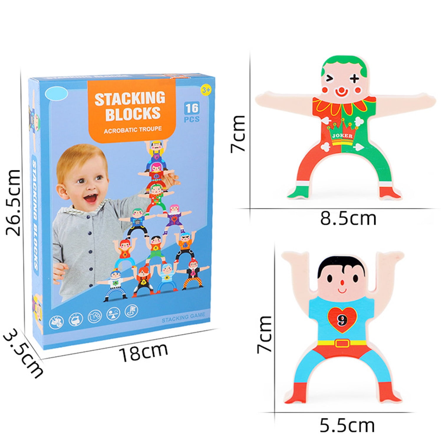 Ealing Wooden Hercules Building Stacking Game Educational Developmental Learning Toys for Kids Baby Toddlers 3 4 5 Years Old and Up 16 PCS