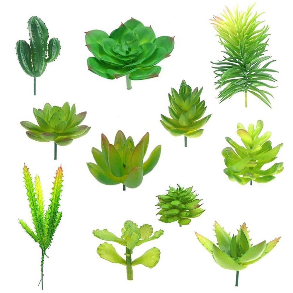 M2cbridge 11 Pcs Mixed Artificial Succulent Plants Cactus Faux Plants Without Pots DIY Perfect