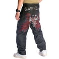 thumbnail image 4 of Ruiatoo Baggy Jeans for Men Classic Relaxed Fit Vintage Hip Hop Skateboard Pants with Embroidery 021 Black Size 40, 4 of 4