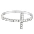 thumbnail image 3 of Modern Sideways Diamond Cross Fashion Ring in 14k White Gold (0.20ct), 3 of 3