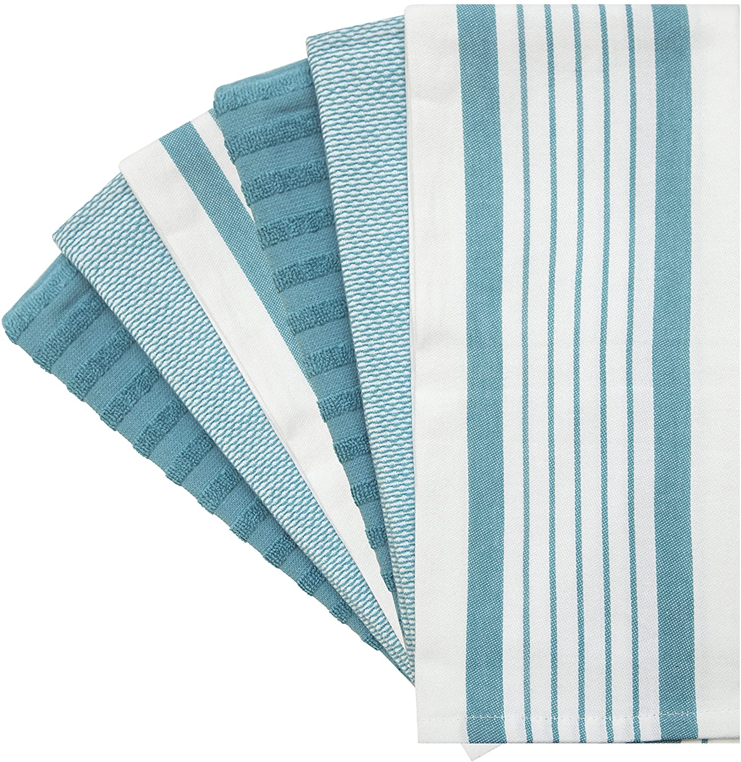Bumble Premium Kitchen Hand Towels | 100% Cotton 16” x 26” | Absorbent Dish Cloths | 6 Pack (Aqua)