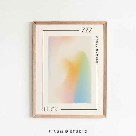 POSTER Angel Number 777, Good Energy Print, Wall Art, Spiritual Number Art, Aura Gradient Print, Manifestation Print, Angel Number Print-UNFRAMED