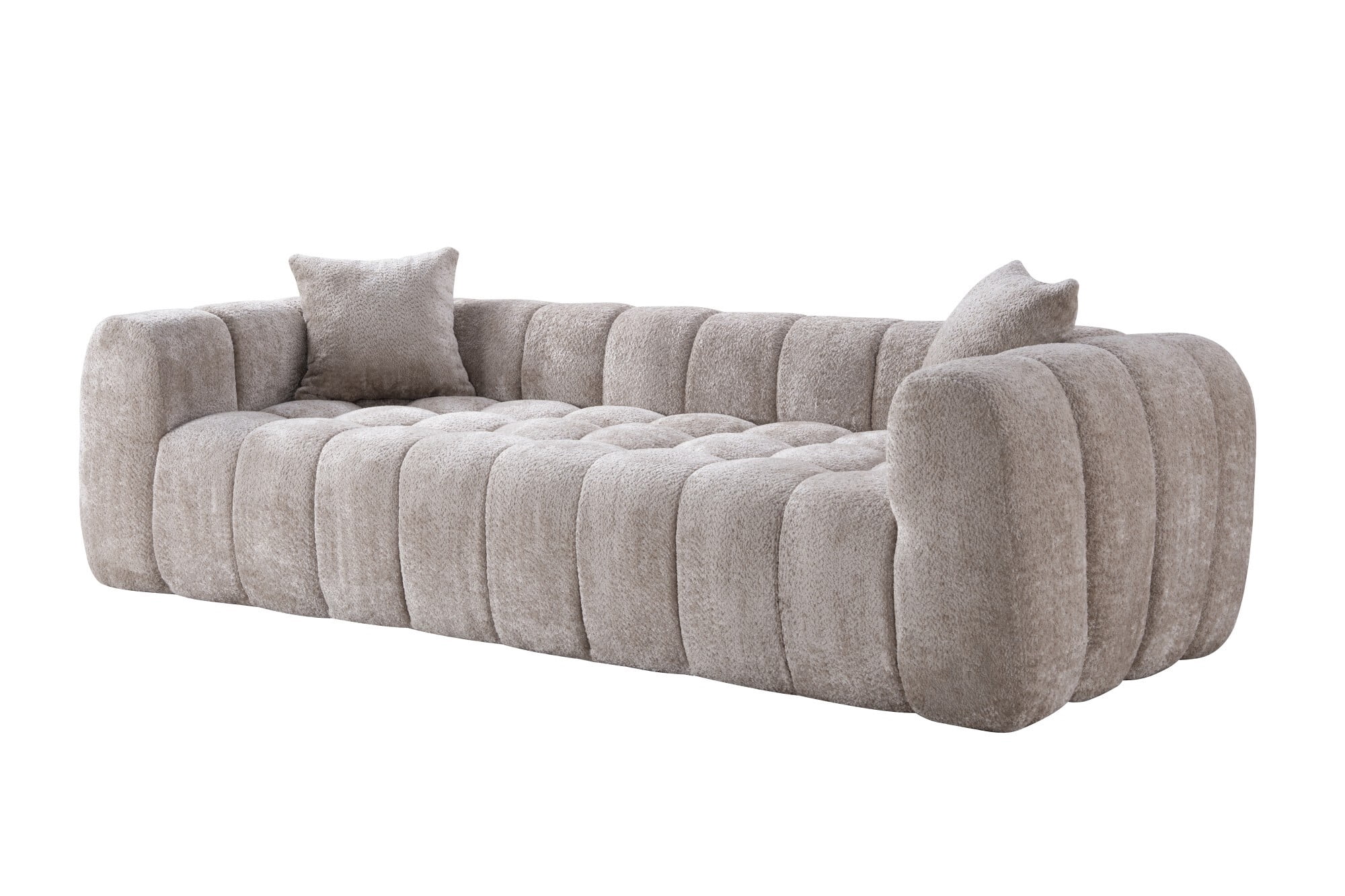 AENKYO 103" Oversized Cloud Boucle Sofa, Modern 4-Seater Deep Seat Couch, No Assembly, Oatmeal Beige