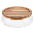 thumbnail image 5 of Glass Candy Nuts Serving Storage Container Snack Tray Plates with Wooden Lid, 5 of 10