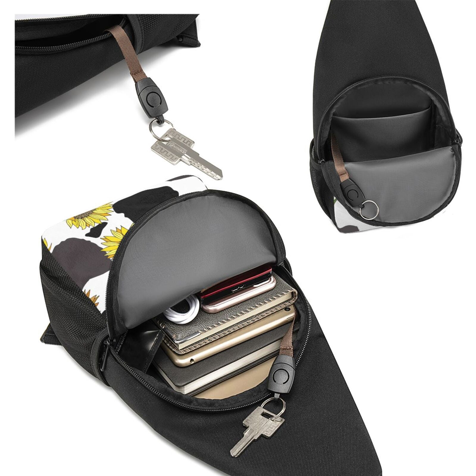 Xecao's Sunflowers Country Print Sling Bag: A Versatile Chest, Shoulder, and Crossbody Backpack for Casual Days Out, Perfect for Both Men and Women