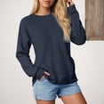 thumbnail image 2 of Splozh Tuniques pour Femmes pour Tenue Décontractée Chandails à Manches Longues pour Femmes Décontracté Grande Taille Chandail à Col Rond Chandail d'Automne Tendance Chandail en Molleton Vêtements d'Hiver Bleu Marine,2TG, 2 of 6