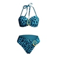 thumbnail image 4 of DHFJKG Two Piece Swimsuits Women Bikini Set Side Tie Halter Top High Waist Briefs Bottoms Leopard Print Summer Stylish Beachwear, 4 of 4
