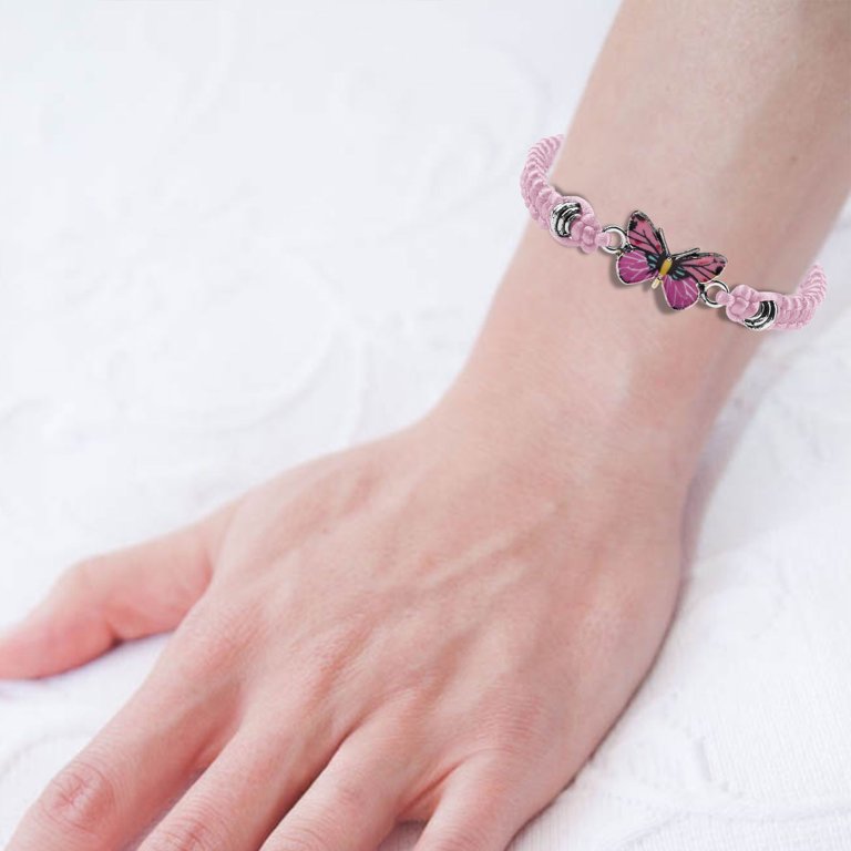 EQWLJWE Valentine's Day Butterfly Bracelet, for Teen Girls Adjustable  String Butterfly Bracelets for Women Cute Butterfly Charm Bracelets