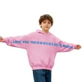 thumbnail image 5 of dazeni Boys Girls Valentine's Day Outfits Letter Graphic Pullover Hoodies Oversized Drop Shoulder Sweatshirts Spring Back to School Clothes Pink 7 Years, 5 of 7