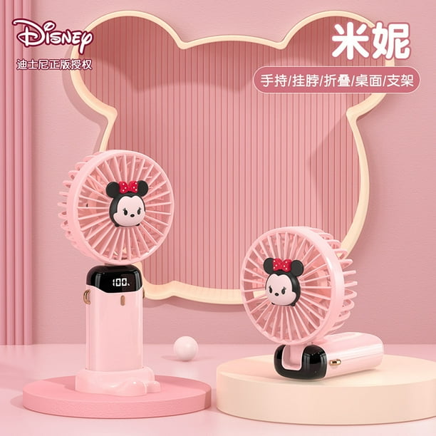 Disney-ventilador de escritorio portátil de Mickey Mouse, ventilador de verano de Minnie Lilo, soporte para teléfono móvil, Mini ventilador de doble uso, oso de fresa, perezoso