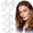 thumbnail image 1 of Customylife 5 pinzas para el pelo con forma de corazón y diamantes de imitación, pasadores bohemios huecos plateados, horquillas para el pelo con doble corazón y amor, accesorios decorativos para el c, 1 of 1