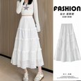 thumbnail image 2 of White Hollow Long Cake Skirt Women Spring High Waist Lace Patchwork Ruffles A Line Midi Skirts Sweet Ballet Clothes, 2 of 5