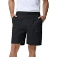 thumbnail image 3 of Pdbokew Men's Cargo Stretch Short 6 Pockets Include 2 Zipper Pocket Comfortable Elastic Waist Causal Work Shorts Golf Hiking Short Black 32, 3 of 9