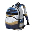 thumbnail image 2 of Blue Gold Wave Marble Pattern Backpack for School,Cute School Bag,Schoolbag with Adjustable Shoulder Straps & Padded Back,15.25"x11.5"x5.25", 2 of 5