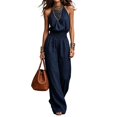 thumbnail image 6 of LEKODE Womens Jumpsuits Linen Cotton Jumpsuits Backless Jumpsuit Wide Leg Summer Pants for Women Sleeveless Jumpsuits Womens Vacation Outfits Navy XL, 6 of 8