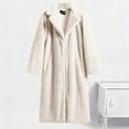 thumbnail image 2 of gbyLJF Women's Winter Faux Fur Coat Long Solid Color Fleece Thickened Outwear Jackets Open Front Lapel Overcoat with Pockets, 2 of 8