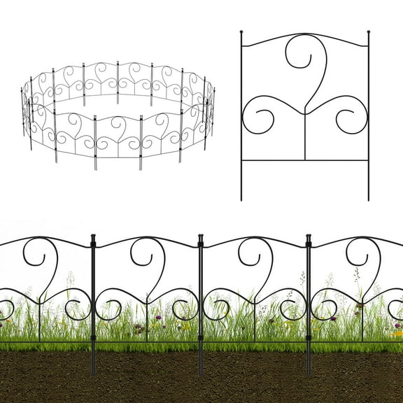 25-Pack Heavy-Duty Metal Garden Fence Panels – Rustproof Powder-Coated Lawn Edging Border for Outdoor Yard, Patio, Garden