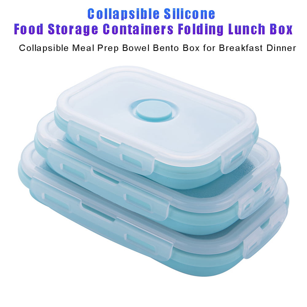 1500ml Silicone Rectangle Lunch Box Collapsible Bento Box Folding Food  Container Bowl Dinnerware Folding High Quality
