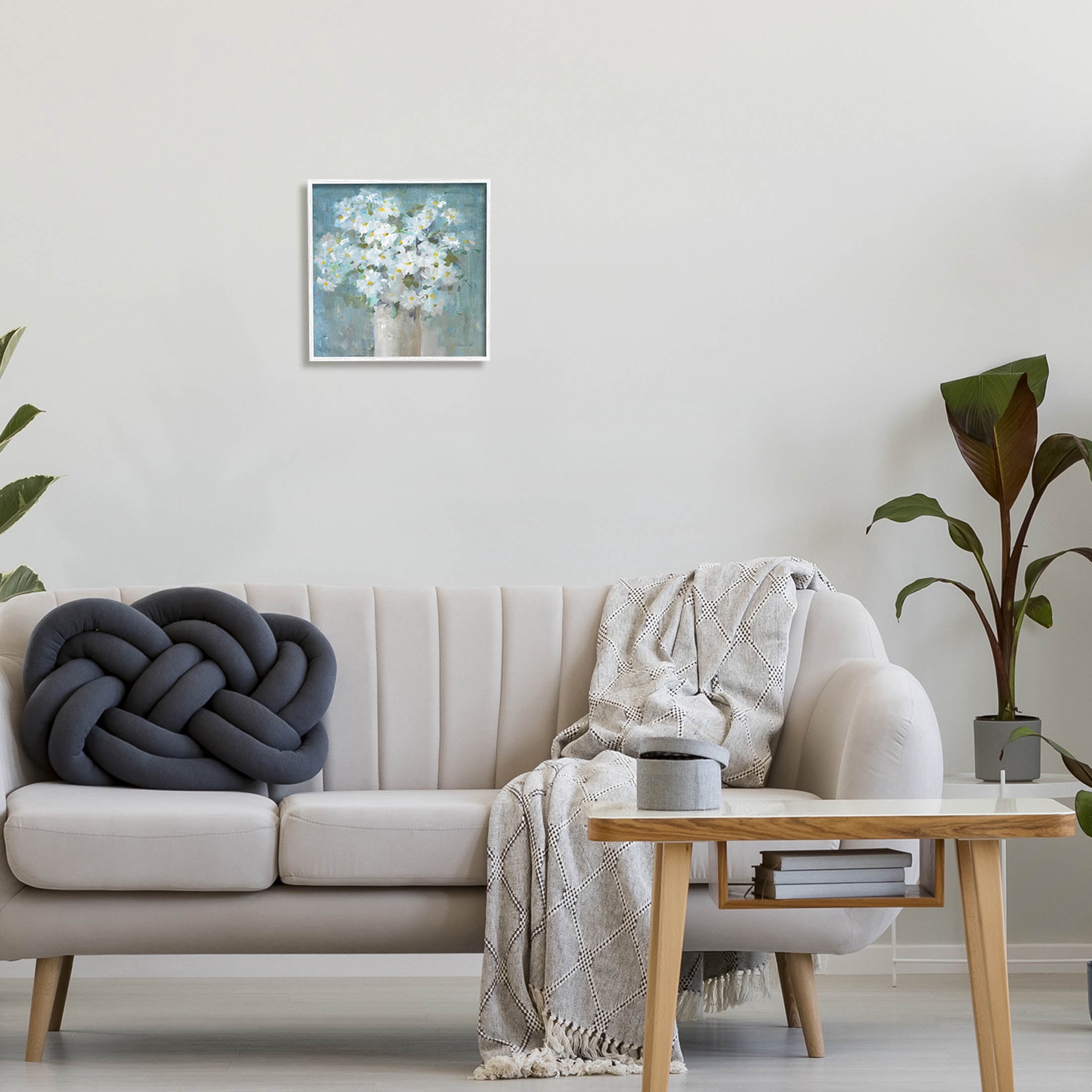 Stupell Industries White Daisy Blooms Abstract Flowers Painting White Framed Art Print Wall Art, Design by Danhui Nai