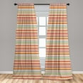 thumbnail image 5 of Ambesonne Tribal Curtains, Striped with Art, Pair of 28"x84", Marigold Red and Tan, 5 of 5