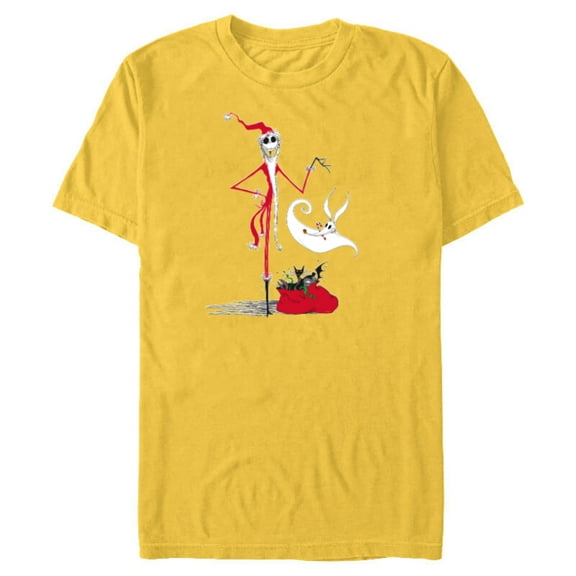 Disney Nightmare Before Christmas Holiday Jack & Zero - Short Sleeve Blended T-Shirt for Adults - Customized-Yellow