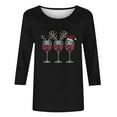 thumbnail image 4 of VKOYWKM Christmas Tops for Women Funny Christmas Wine Glass Print Fall T-Shirts 3/4 Sleeve Casual Crew Neck Xmas Tunic Top, 4 of 4