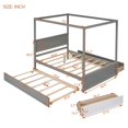 thumbnail image 3 of Full Size Canopy Bed with Trundle Bed and 2 Drawers, Wood Full Platform Bed with Headboard, Footboard and Slat Support, Modern 4 Poster Panel Bed, No Box Spring Needed, Brushed Gray, 3 of 7