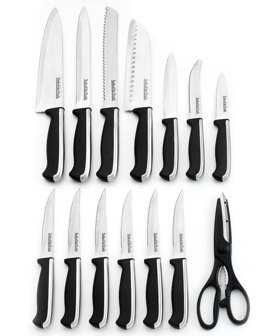 Tools of the Trade All-inclusive 15-Piece Imported Cutlery Set with Shears and Knife Block