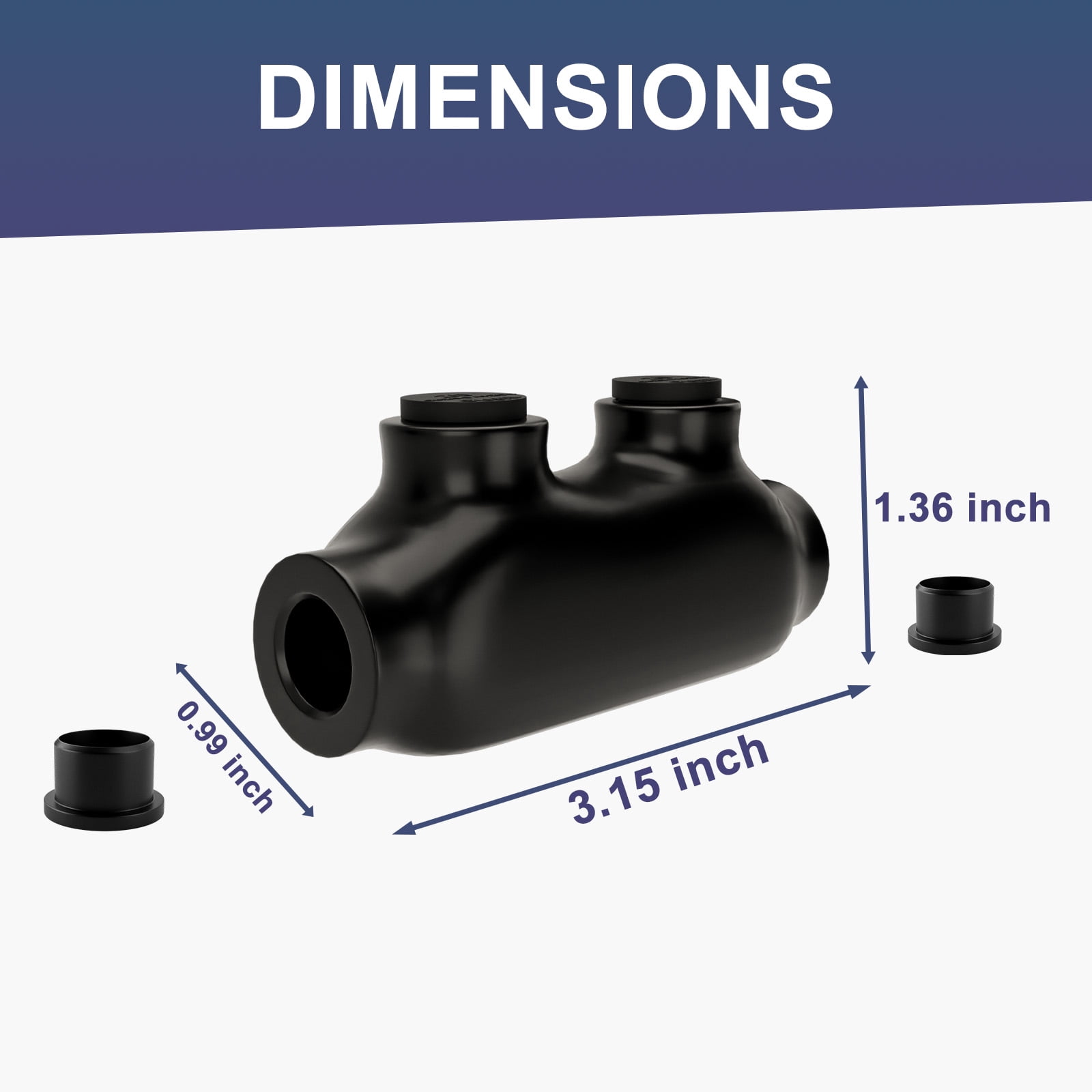 2 Port Insulated Wire Connectors Black Splice Connector 2/0-6 AWG Multi Cable Connector Dual Sided Entry Cable Splicers with Oxide Inhibitor UL Listed - 5 Pack