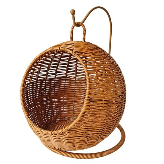 Imitation Rattan Cats Basket Hanging Hammock Bed for Small Space Comfortable Small Cats Nest for Indoor and Outdoor