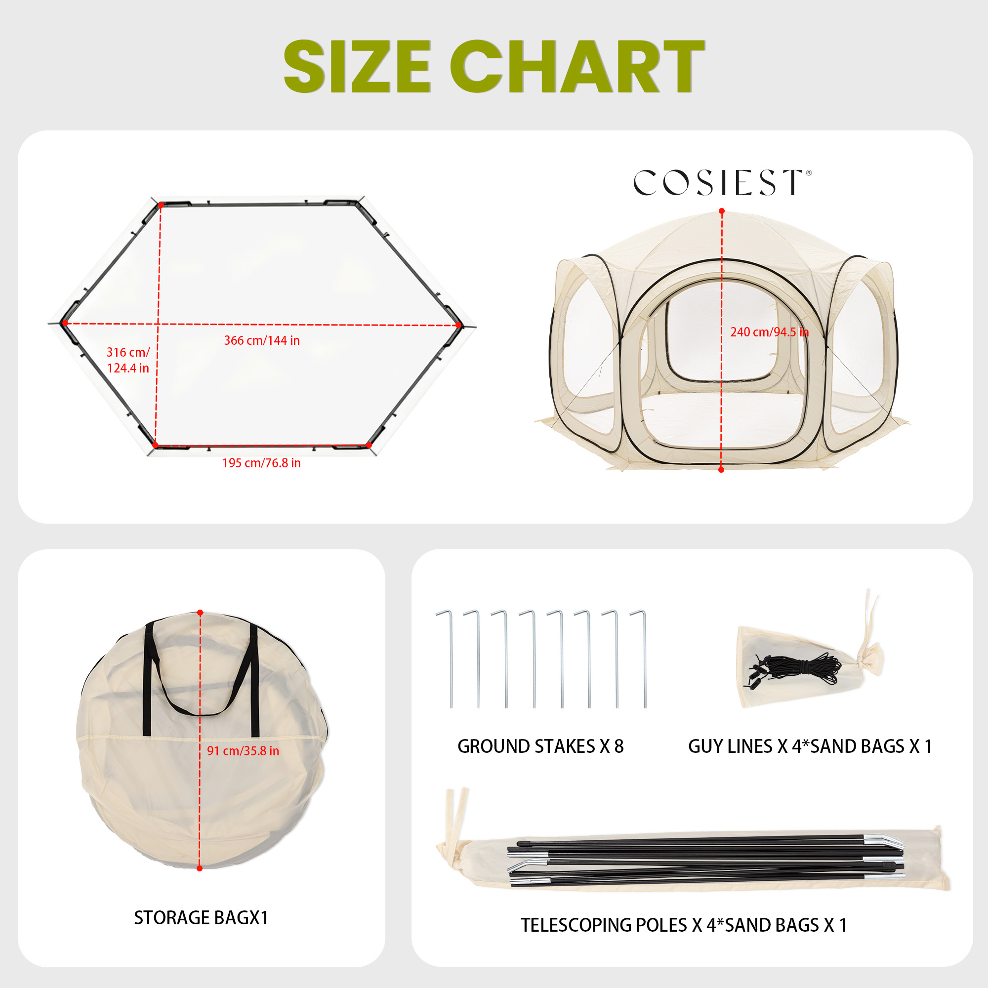 MOALCOFER Sports Tent Pop up,All-Weather Outdoor Screen House Pod Tent Shelter for Camping,Backyard,and Sporting Events(6-8 Persons)