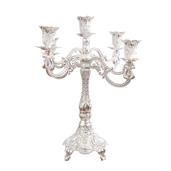 Antique Carved Metal Candelabra For Living Space And Table Decor