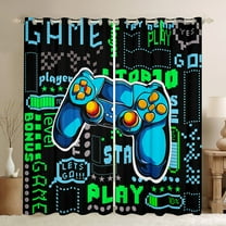 jejeloiu Pixel Miners Grid Black Out Curtains,Boys Gamepad Console Curtains Pack of 2 (42x63 Each),Teens Video Game Bedroom Curtains For Kids,Microfiber Bedroom Decor